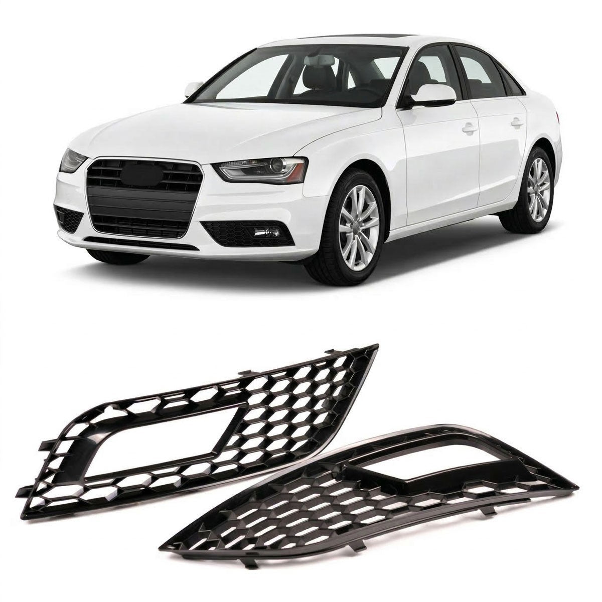 Nebelscheinwerferabdeckungen Hochglanz Schwarz passend für Audi A4 B8 8K Limousine Avant 2012-2015