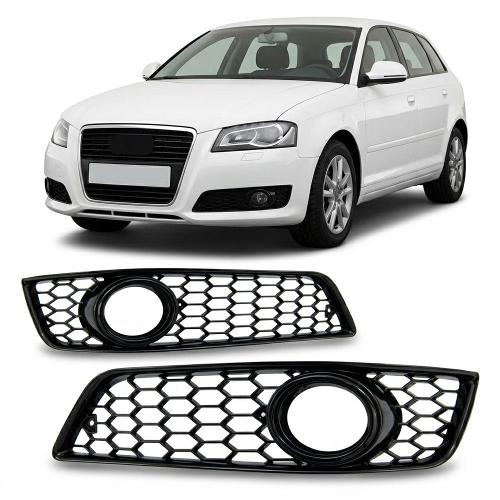 Nebelscheinwerferabdeckungen Hochglanz Schwarz passend für Audi A3 8P Sportback 2008-2013