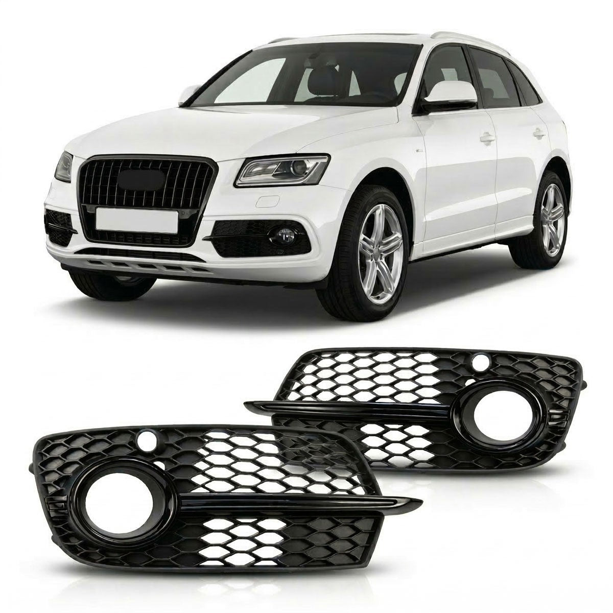 Nebelscheinwerferabdeckungen Hochglanz Schwarz passend für Audi Q5 (8R) Facelift 2012-2016