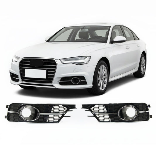 Sport Nebelscheinwerferabdeckungen Hochglanz Schwarz Chrom passend für Audi A6 C7 2014-2018