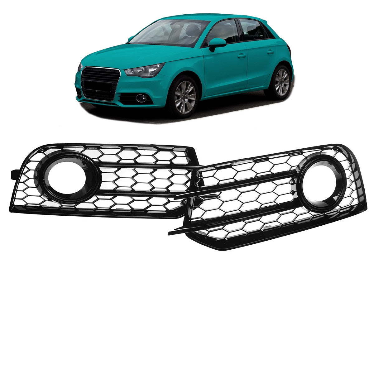 Nebelscheinwerferabdeckungen Hochglanz Schwarz passend für Audi A1 8X Sportback 2011-2015