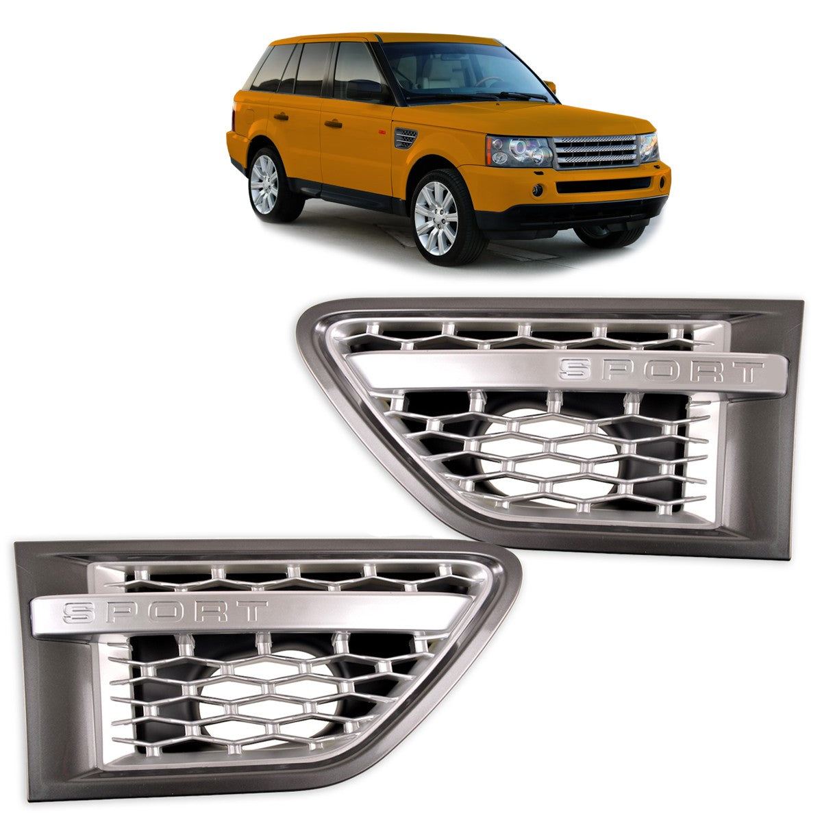 Frontkotflügelgrill Set Silber passend für Range Rover Sport I L320 2009-2013