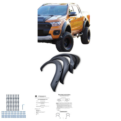 Kotflügelverbreiterungen passend für FORD Ranger T8 2019-2022 mit ABE TÜV Matt Schwarz