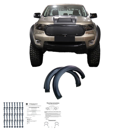 Kotflügelverbreiterungen passend für FORD Ranger T6/T7/T8 2012-2022 (Jumbo) mit ABE TÜV Matt Schwarz