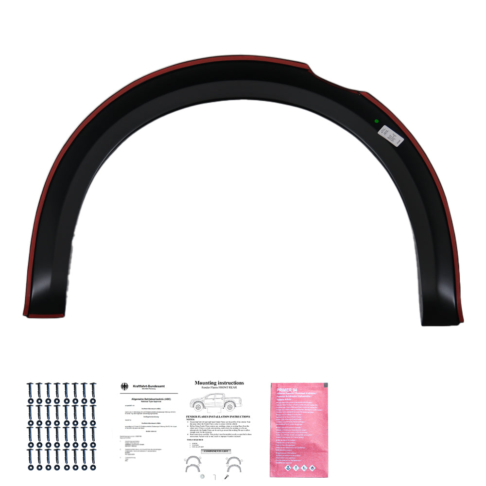 FF02.031 - Kotflügelverbreiterungen passend für FORD Ranger T6-T7 2012-2019 (Taped Slim) mit ABE TÜV Matt Schwarz