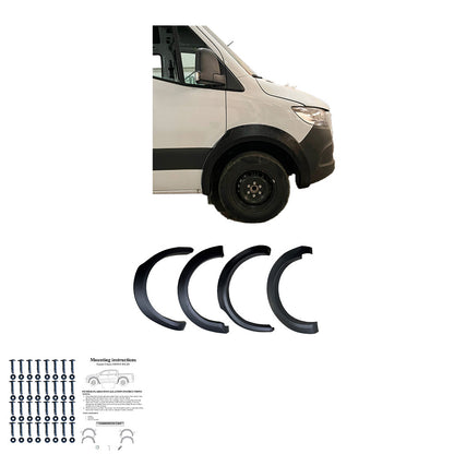 Kotflügelverbreiterungen passend für MERCEDES Sprinter W907 2018 + Matt Schwarz