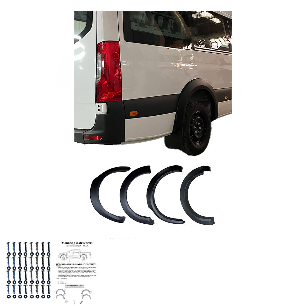 Kotflügelverbreiterungen passend für MERCEDES Sprinter W907 2018 + Matt Schwarz
