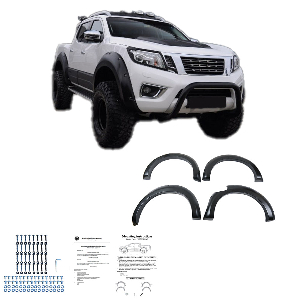 Kotflügelverbreiterungen passend für NISSAN Navara NP300 (D23) 2014-2017 mit ABE TÜV Matt Schwarz