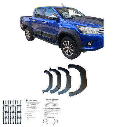 FF02.026 - Kotflügelverbreiterungen passend für TOYOTA Hilux 2015-2020 mit ABE TÜV Matt Schwarz