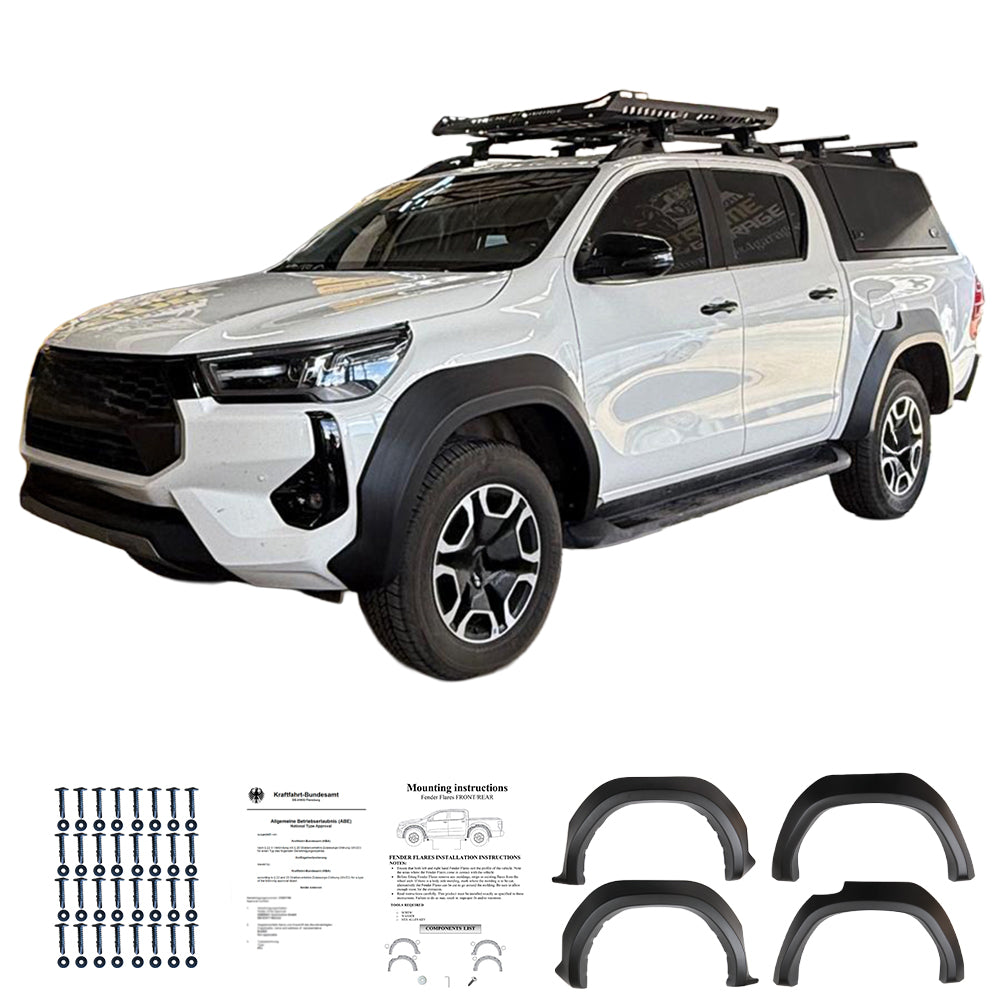 FF02.016 - Kotflügelverbreiterungen passend für TOYOTA Hilux 8. Generation Facelift 2020+ Matt Schwarz