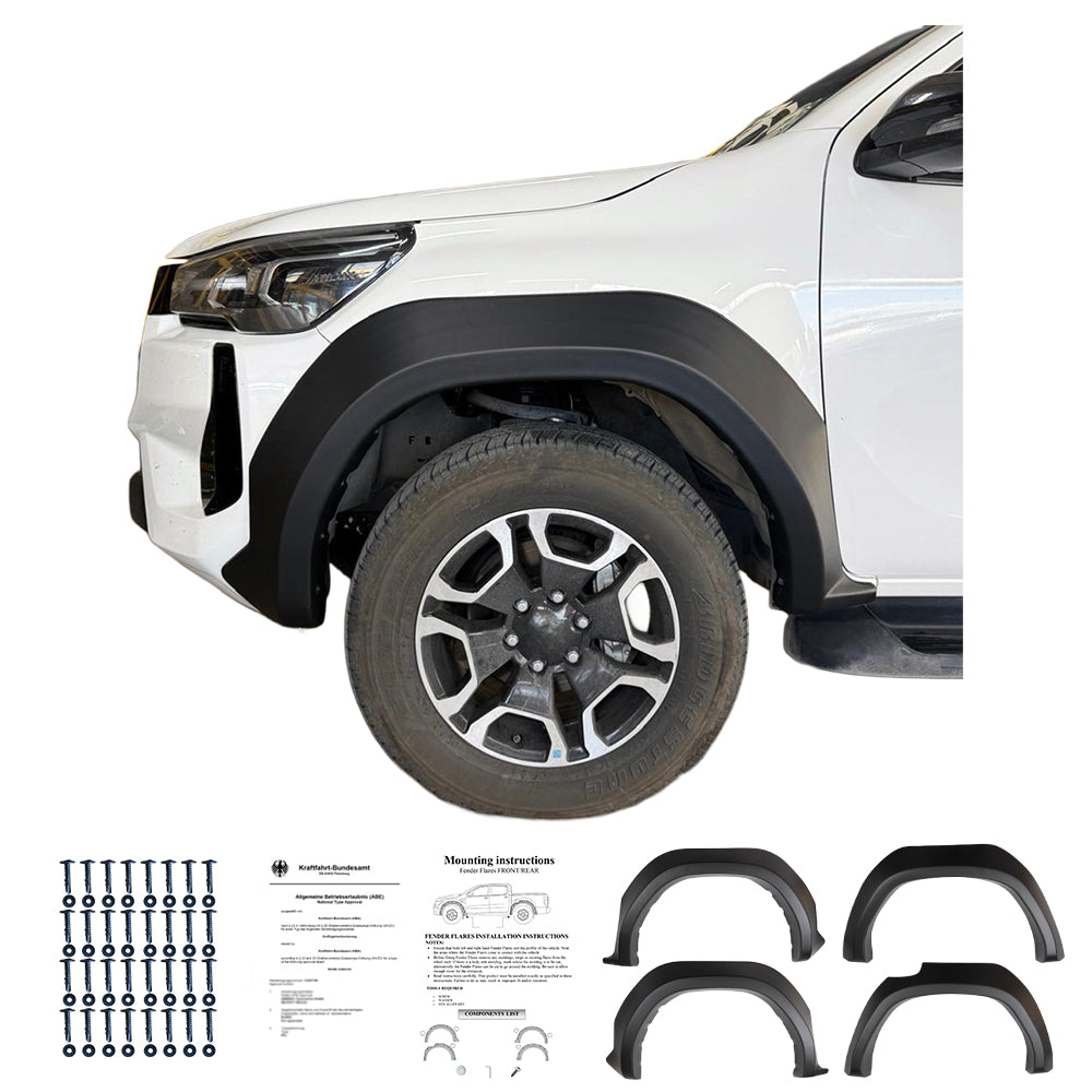 FF02.016 - Kotflügelverbreiterungen passend für TOYOTA Hilux 8. Generation Facelift 2020+ Matt Schwarz