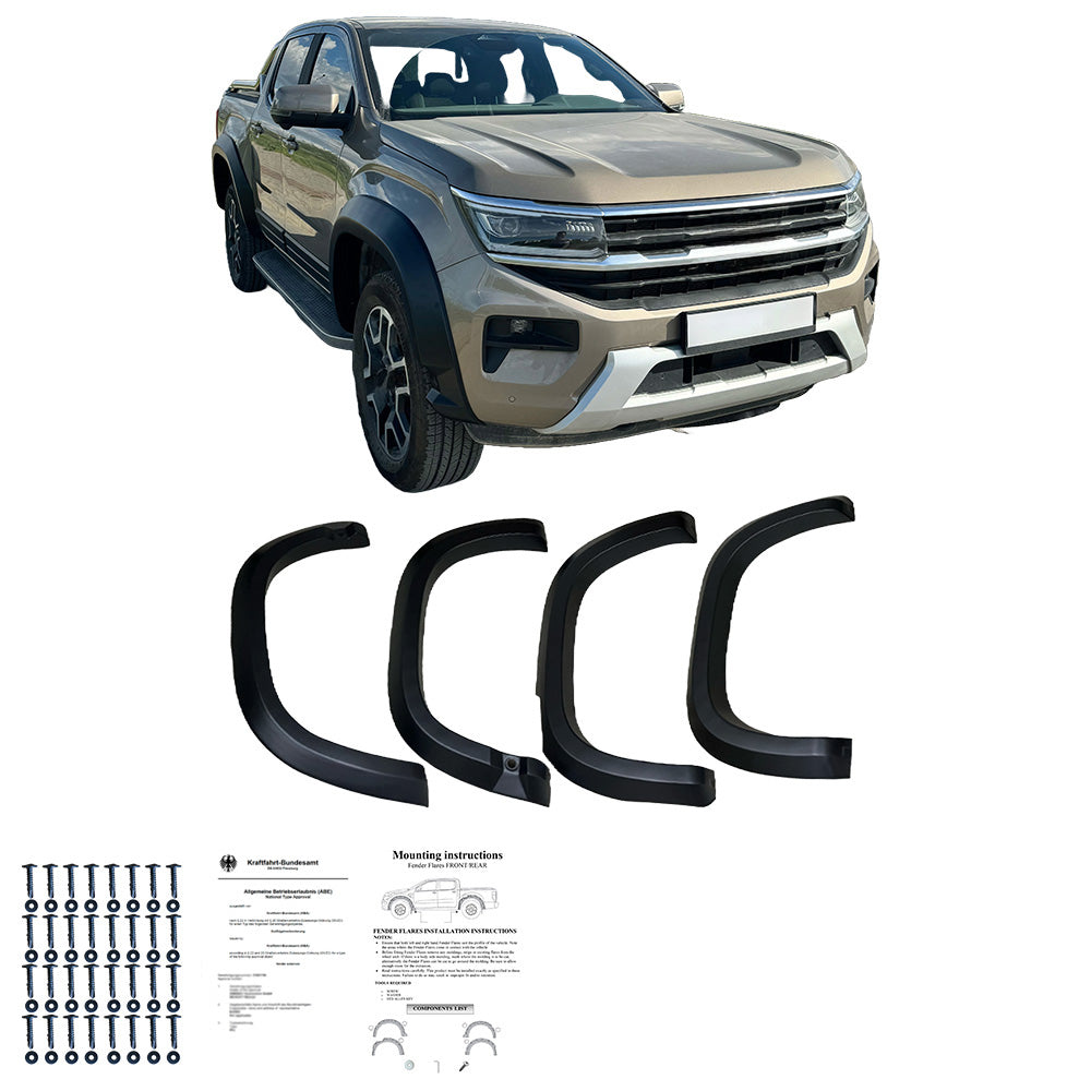 Kotflügelverbreiterungen passend für VW Amarok MK2 2022+ Matt Schwarz