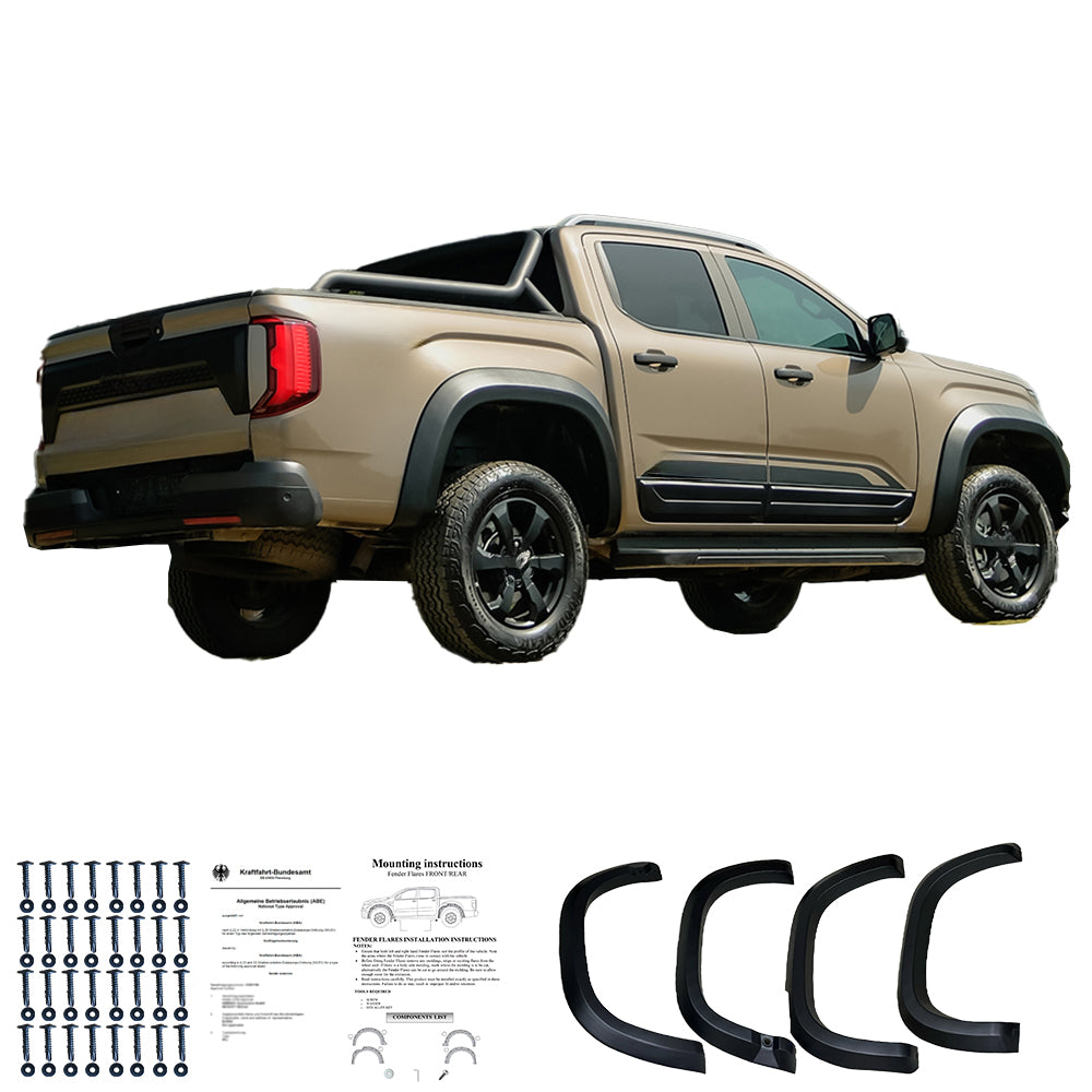 Kotflügelverbreiterungen passend für VW Amarok MK2 2022+ Matt Schwarz