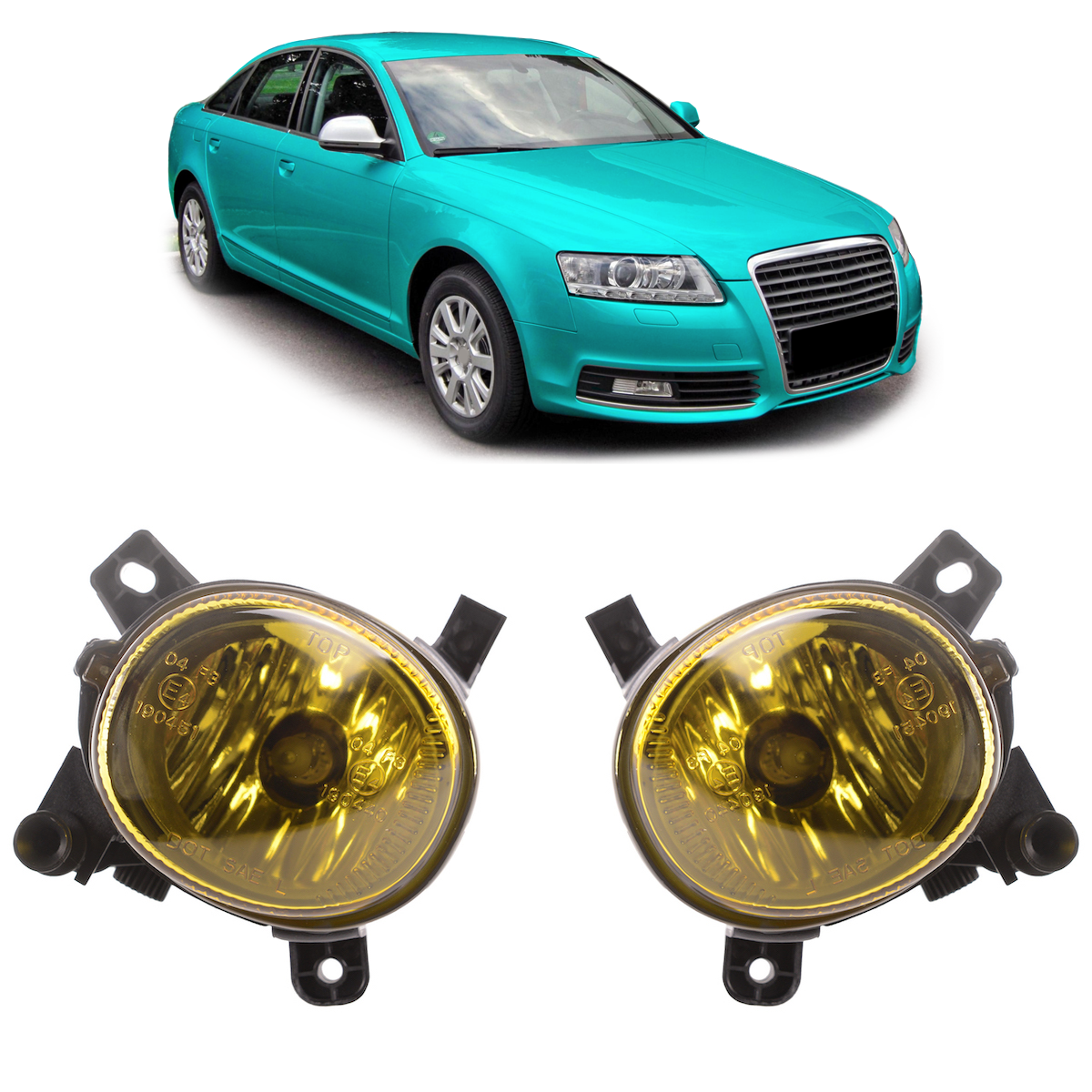 Gelbes Nebelscheinwerfer Set passend für Audi A4 A6 Q5 Seat Exeo VW Passat 2004-2013