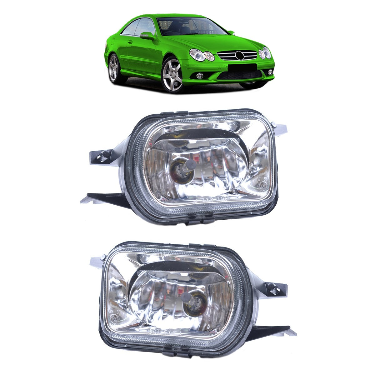 Klare Nebelscheinwerfer Set passend für Mercedes CLK W209 C-Klasse W203 SLK R170