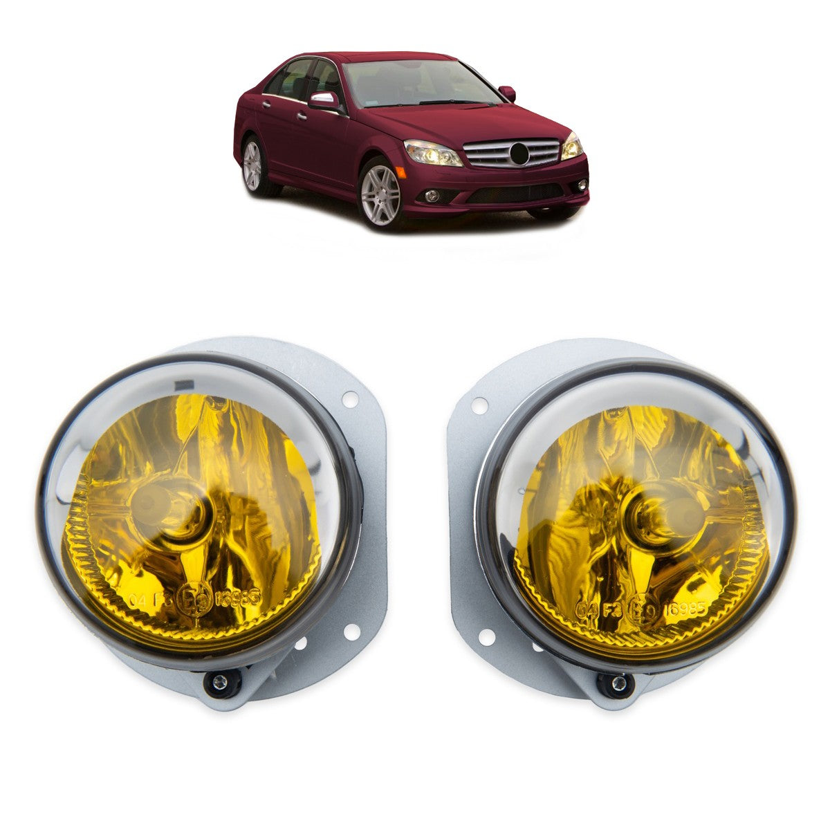 Gelbe Nebelscheinwerfer Set passend für Mercedes C CLK E M R SL Klasse 2007-2014