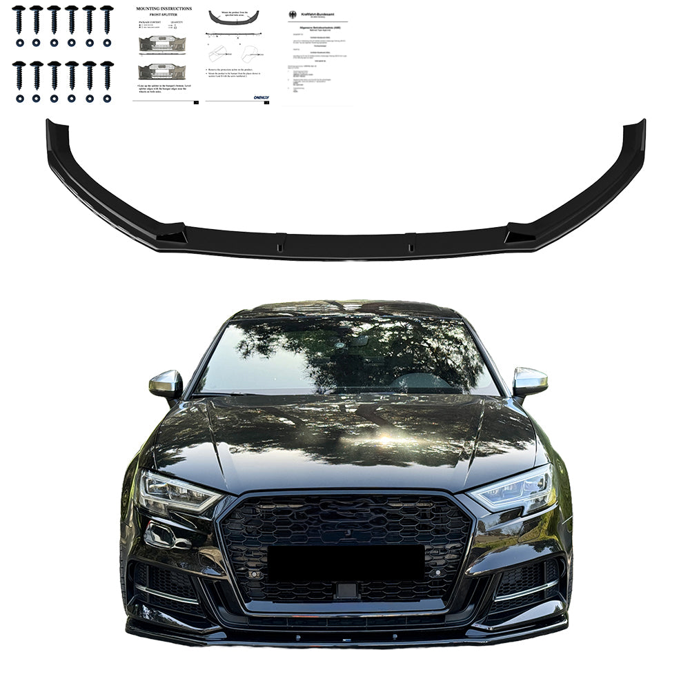 Frontsplitter passend für Audi S3 8V Limousine 2016-2020 mit ABE TÜV Hochglanz Schwarz