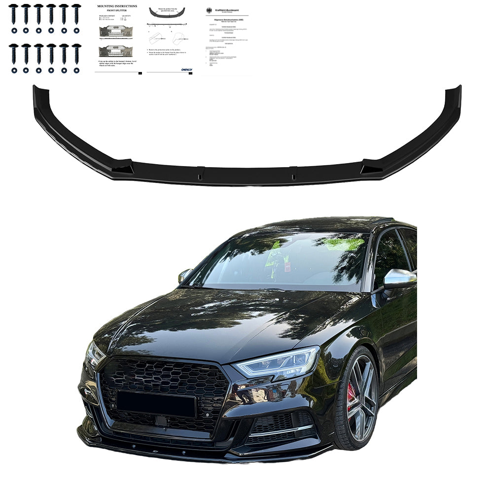 Frontsplitter passend für Audi S3 8V Limousine 2016-2020 mit ABE TÜV Hochglanz Schwarz