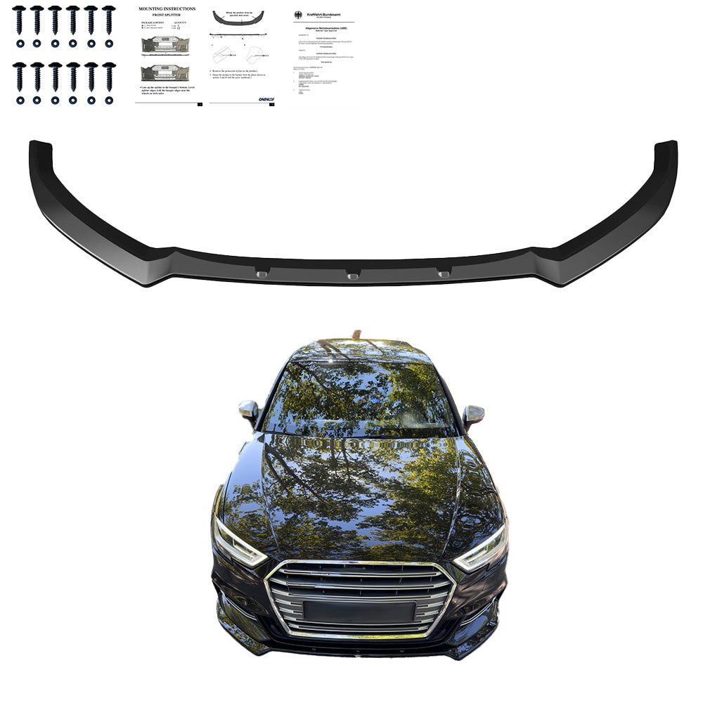 Frontsplitter passend für Audi S3 Sportback 8V Facelift 2016-2019 mit ABE TÜV Hochglanz Schwarz