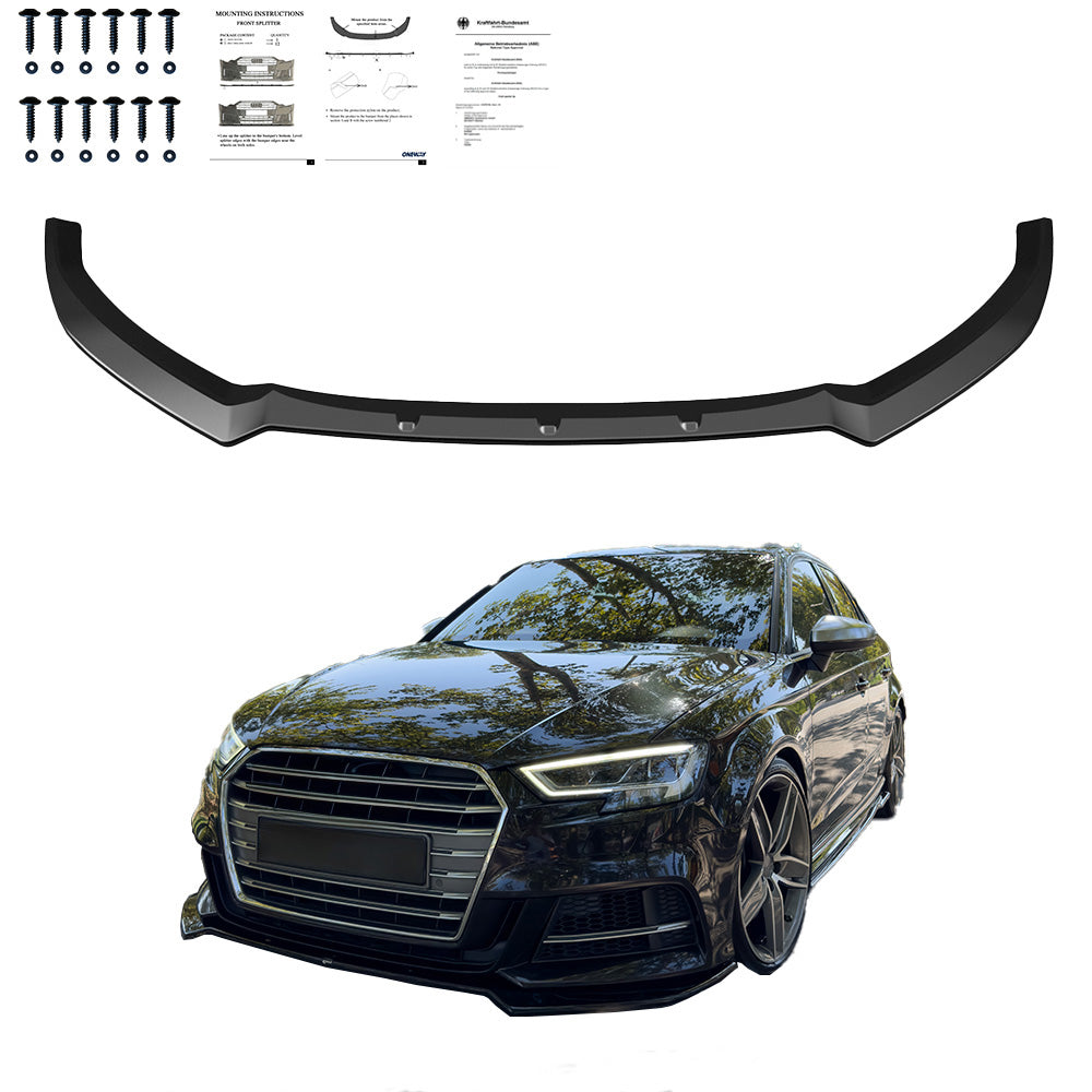 Frontsplitter passend für Audi S3 Sportback 8V Facelift 2016-2019 mit ABE TÜV Hochglanz Schwarz