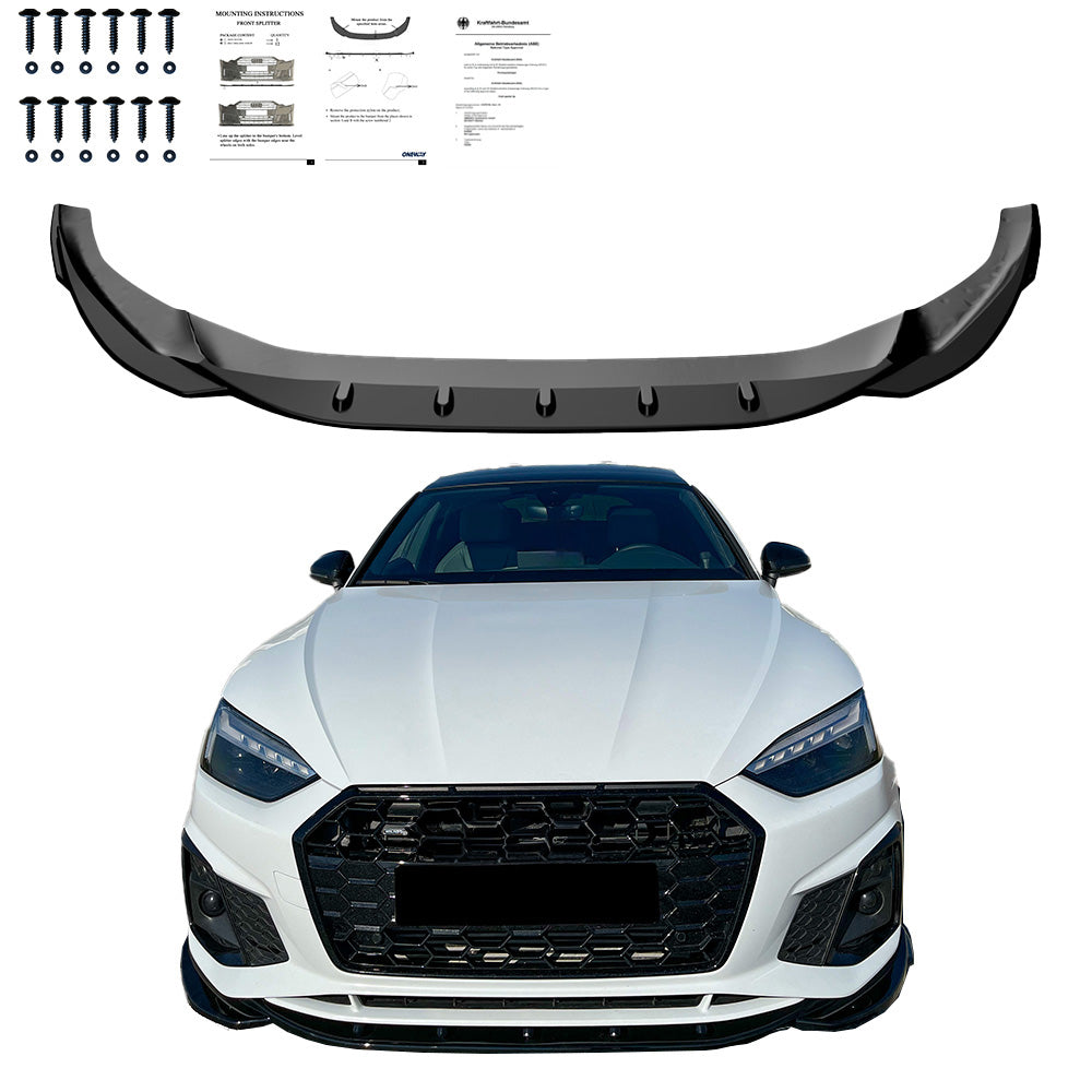 Frontsplitter passend für Audi A5 S-Line / S5 F5 Facelift 2019-2024 mit ABE TÜV Hochglanz Schwarz