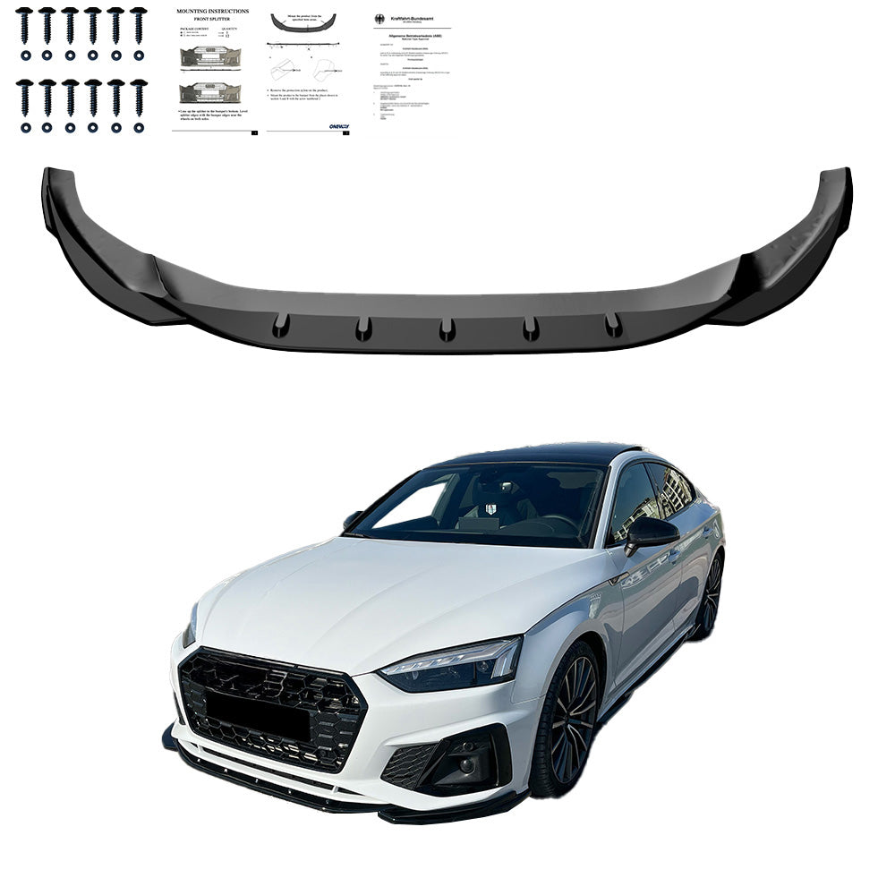 Frontsplitter passend für Audi A5 S-Line / S5 F5 Facelift 2019-2024 mit ABE TÜV Hochglanz Schwarz