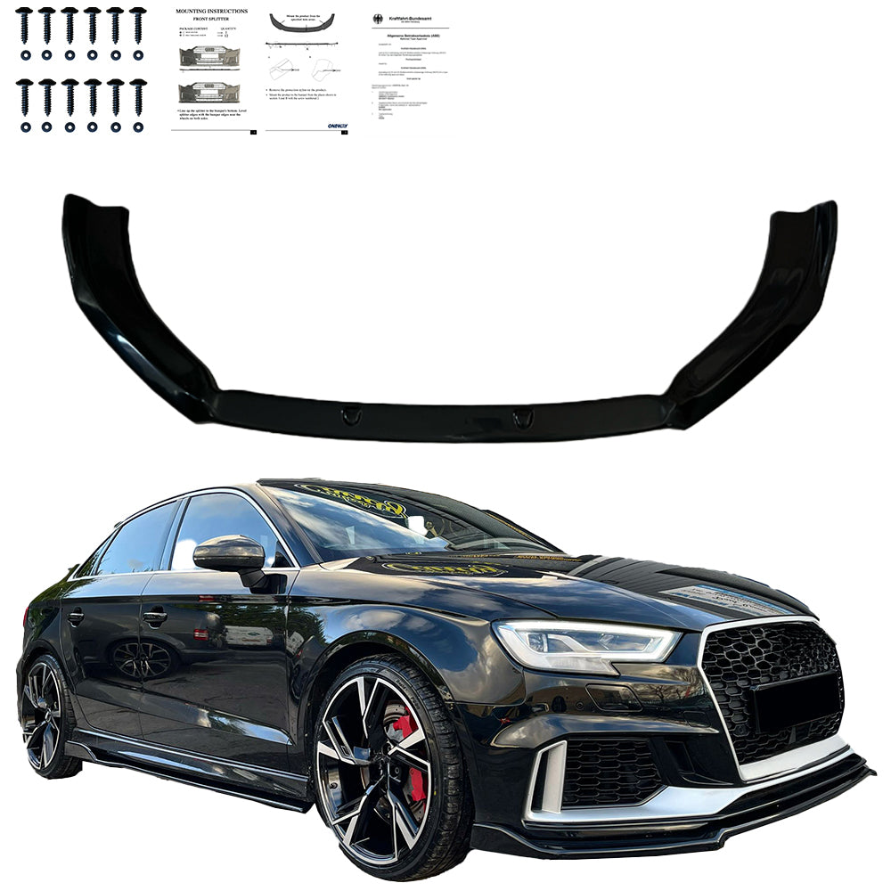 Frontsplitter passend für Audi RS3 8V FL 2017-2020 mit ABE TÜV Hochglanz Schwarz