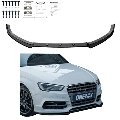 FS01.118 - Frontsplitter passend für Audi S3 8V (Limousine / Cabrio) 2013-2016 v2 mit ABE TÜV Hochglanz Schwarz