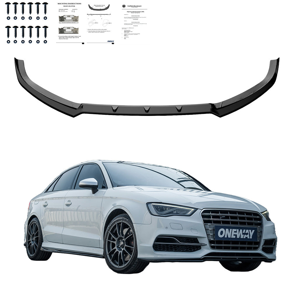 FS01.118 - Frontsplitter passend für Audi S3 8V (Limousine / Cabrio) 2013-2016 v2 mit ABE TÜV Hochglanz Schwarz