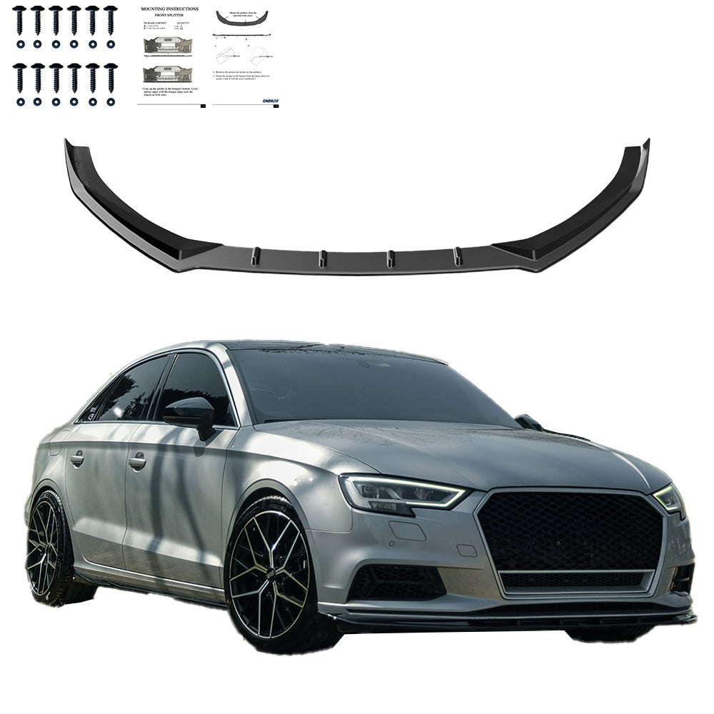 Frontsplitter passend für Audi A3 8V Facelift Limousine 2016-2020 Hochglanz Schwarz