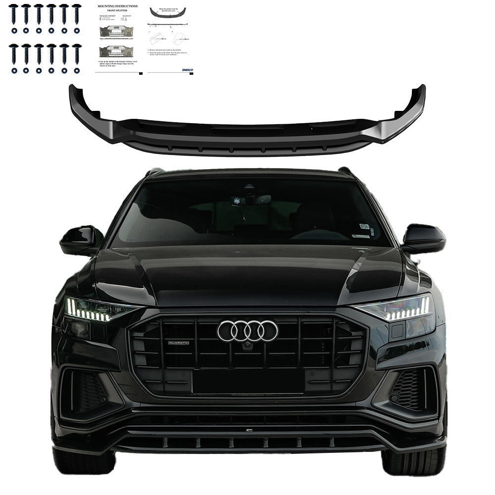 Frontsplitter passend für Audi SQ8 / Q8 S-Line Mk1 2018-2023 Hochglanz Schwarz