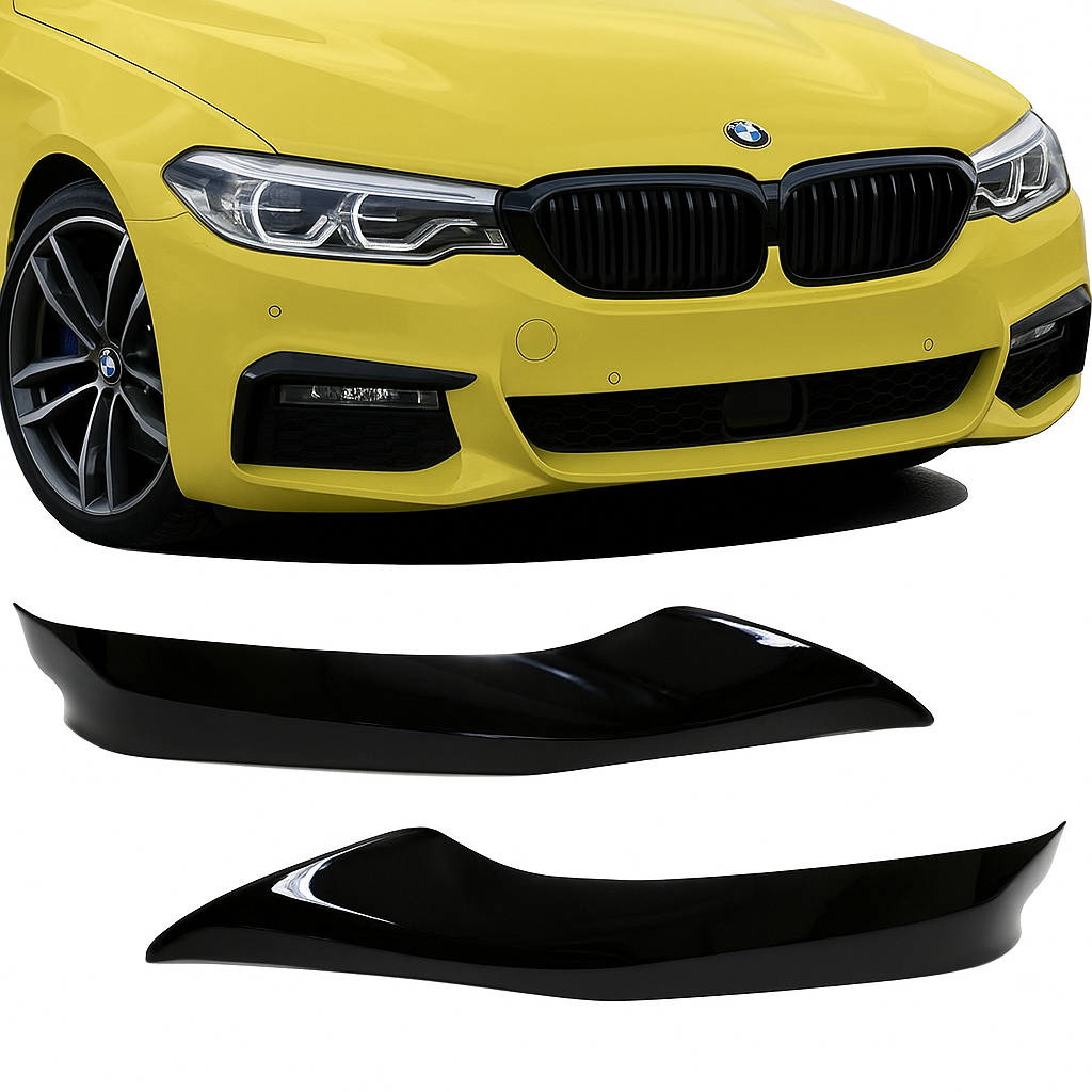 Sport Frontspoilerflaps Hochglanz Schwarz passend für BMW 5 (G30) Limousine (G31) Touring Pre-Facelift 2017-2020