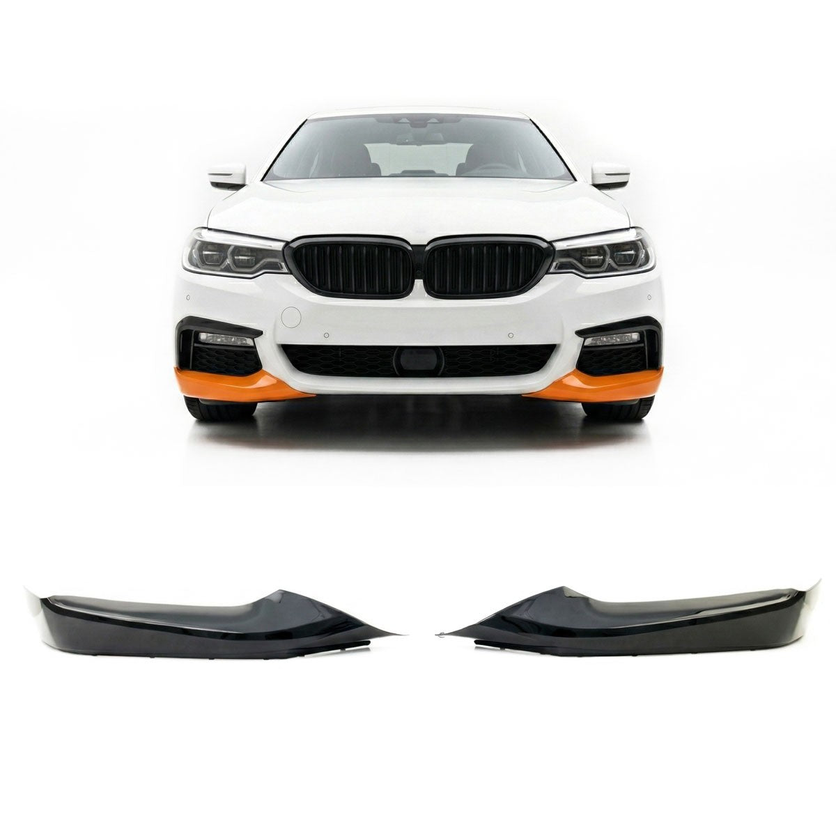 Performance Frontspoiler Flaps Hochglanz Schwarz passend für BMW 5er G30 G31 17-20