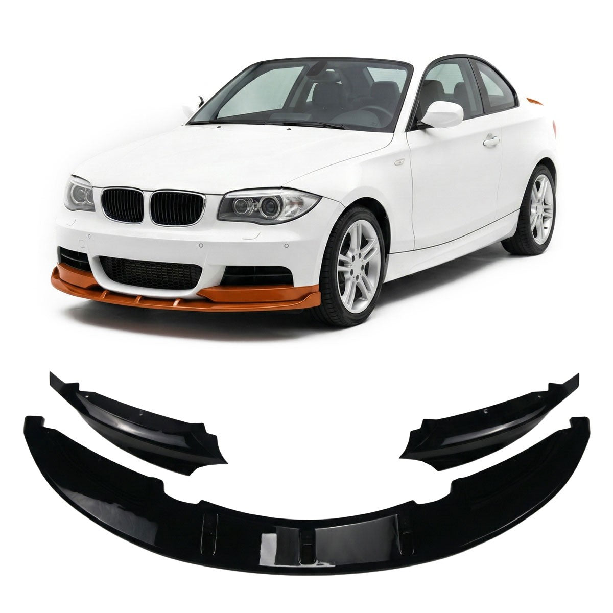 Frontstoßstangen-Spoiler Hochglanz Schwarz passend für BMW 1er E82/E88 2007-2013