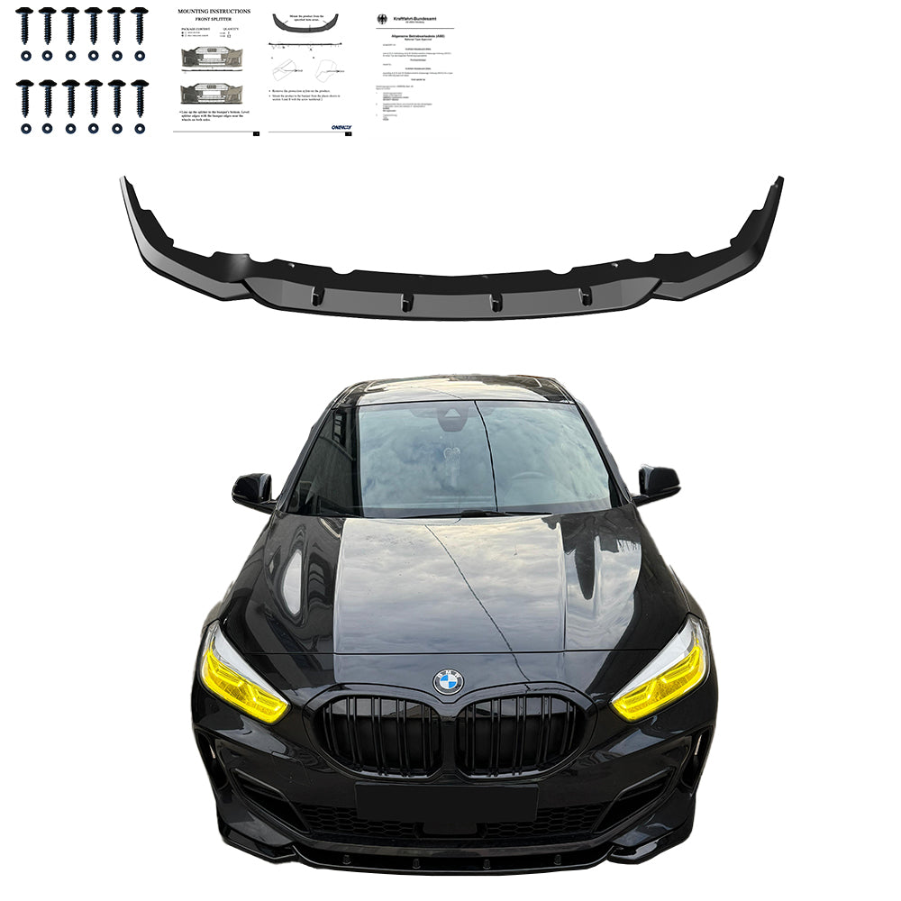 Frontsplitter passend für BMW 1er F40 M-Pack / M135i 2019+ mit ABE TÜV Hochglanz Schwarz