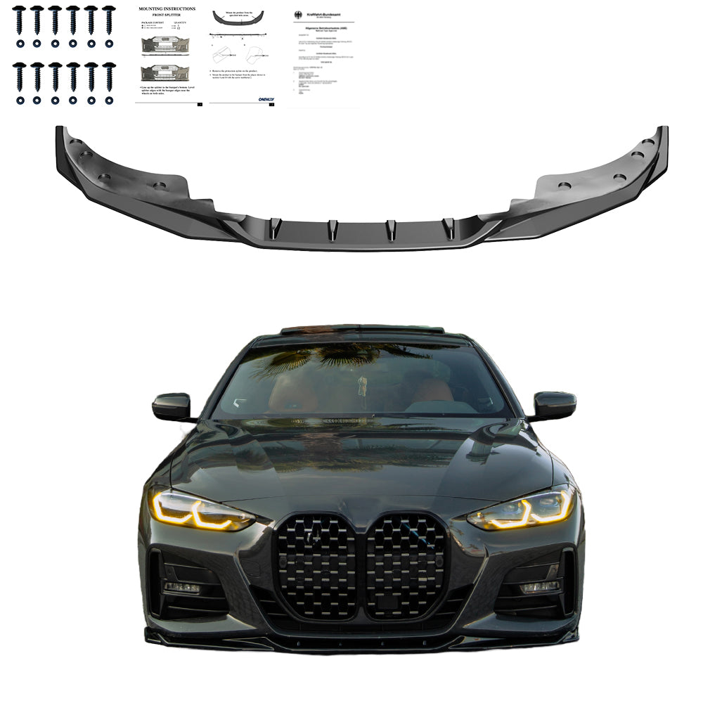 Frontsplitter passend für BMW 4er G22 M-Pack / M440i 2020+ mit ABE TÜV Hochglanz Schwarz