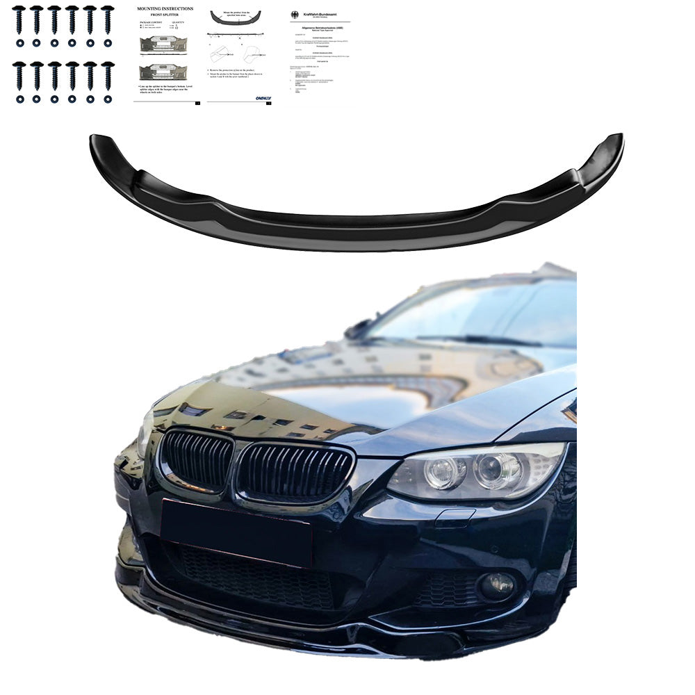 Frontsplitter passend für originale Frontstoßstange BMW 3er E92 / E93 M-Sport 2010-2013 mit ABE TÜV Hochglanz Schwarz