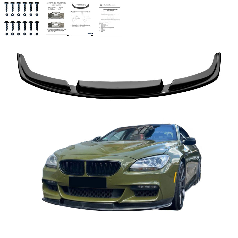 Frontsplitter passend für BMW 6er F06/F12/F13 Facelift 2013-2018 mit ABE TÜV Hochglanz Schwarz