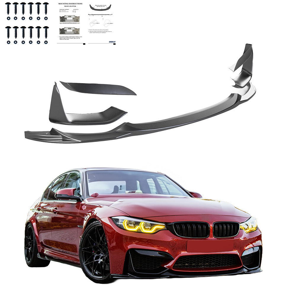 Frontsplitter passend für BMW M4 F82 / M3 F80 2014-2021 mit Frontflaps Hochglanz Schwarz