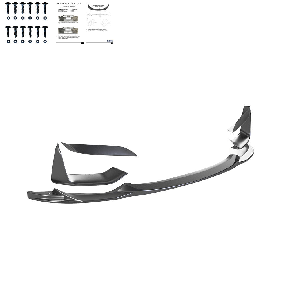 Frontsplitter passend für BMW M4 F82 / M3 F80 2014-2021 mit Frontflaps Hochglanz Schwarz