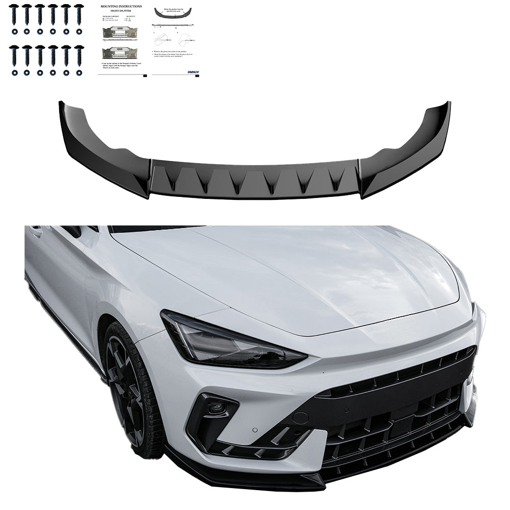 FS01.187 - Frontsplitter Hochglanz Schwarz passend für CUPRA Leon MK1 Facelift 2024+