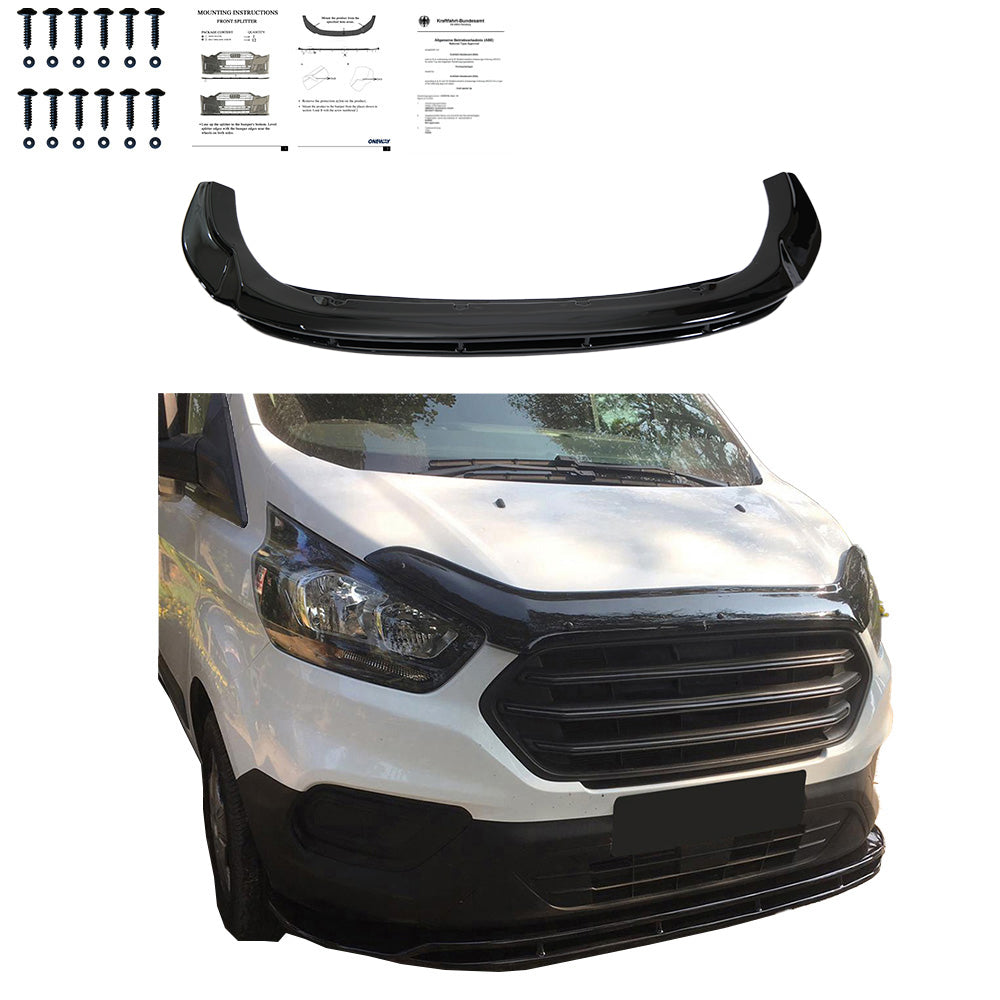 FS01.007 - Frontsplitter passend für FORD Transit Custom MK1 Facelift 2018+ mit ABE TÜV Hochglanz Schwarz