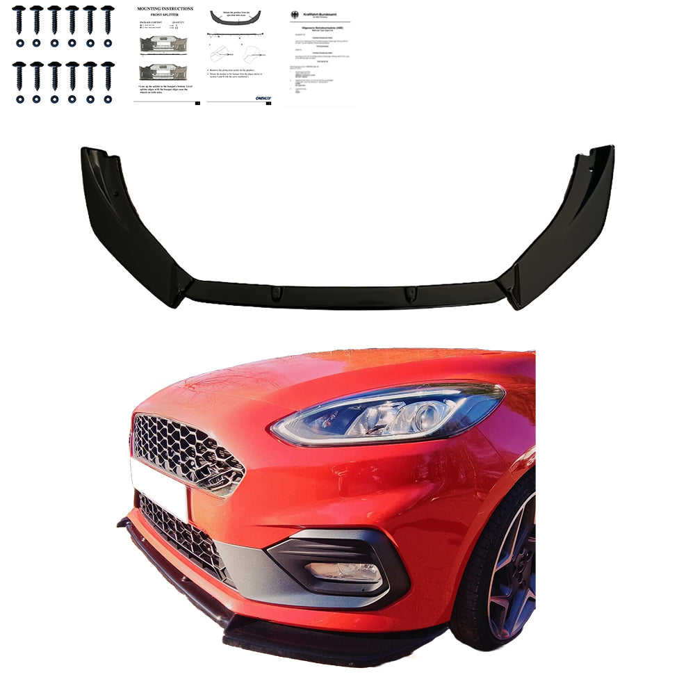 Frontsplitter passend für Ford Fiesta MK8 ST / ST-Line 2017-2021 mit ABE TÜV Hochglanz Schwarz