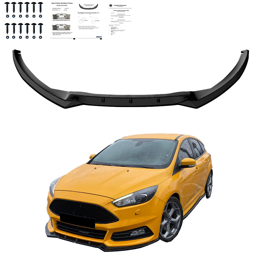 Frontsplitter passend für FORD Focus ST Mk3 Facelift 2015-2018 mit ABE TÜV Hochglanz Schwarz