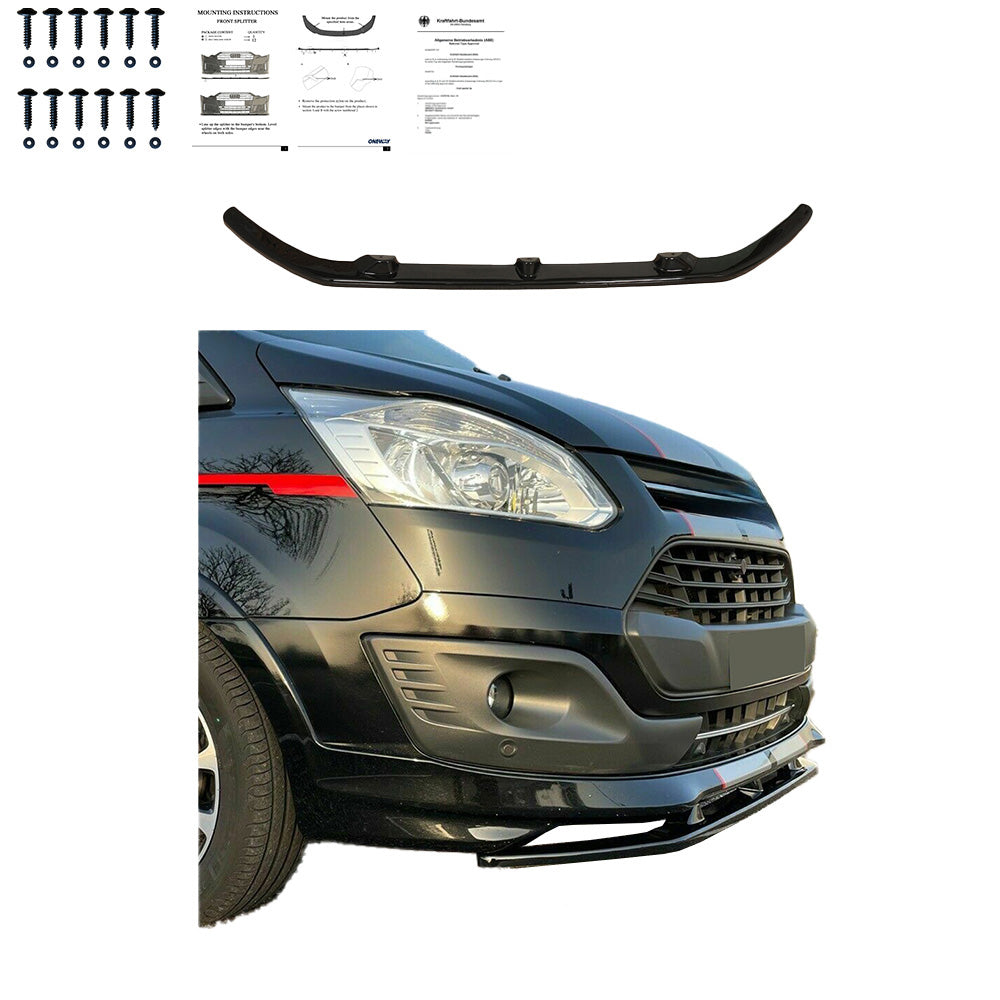 FS01.006 - Frontsplitter passend für FORD Transit Custom MK1-MK1 Facelift Sportline 2012+ mit ABE TÜV Hochglanz Schwarz