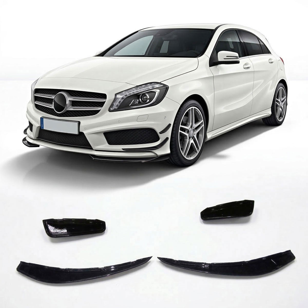 Frontspoilerlippe Schwarz passend für Mercedes A-Klasse W176 2013-2016