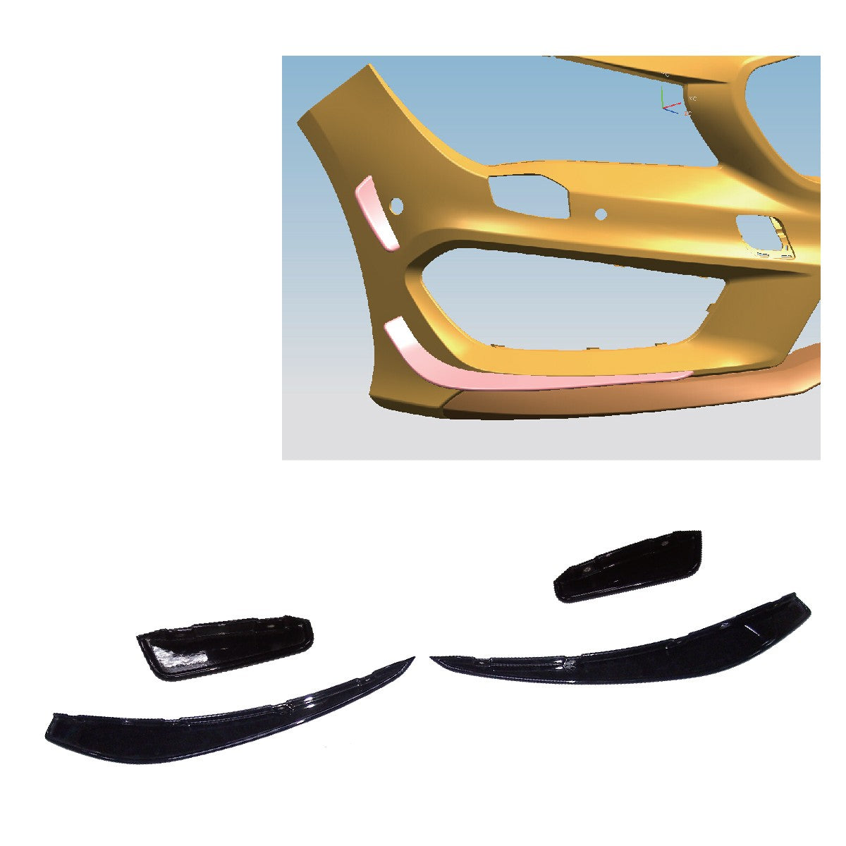 Frontspoilerlippe Schwarz passend für Mercedes CLA C117 X117 2013-2016