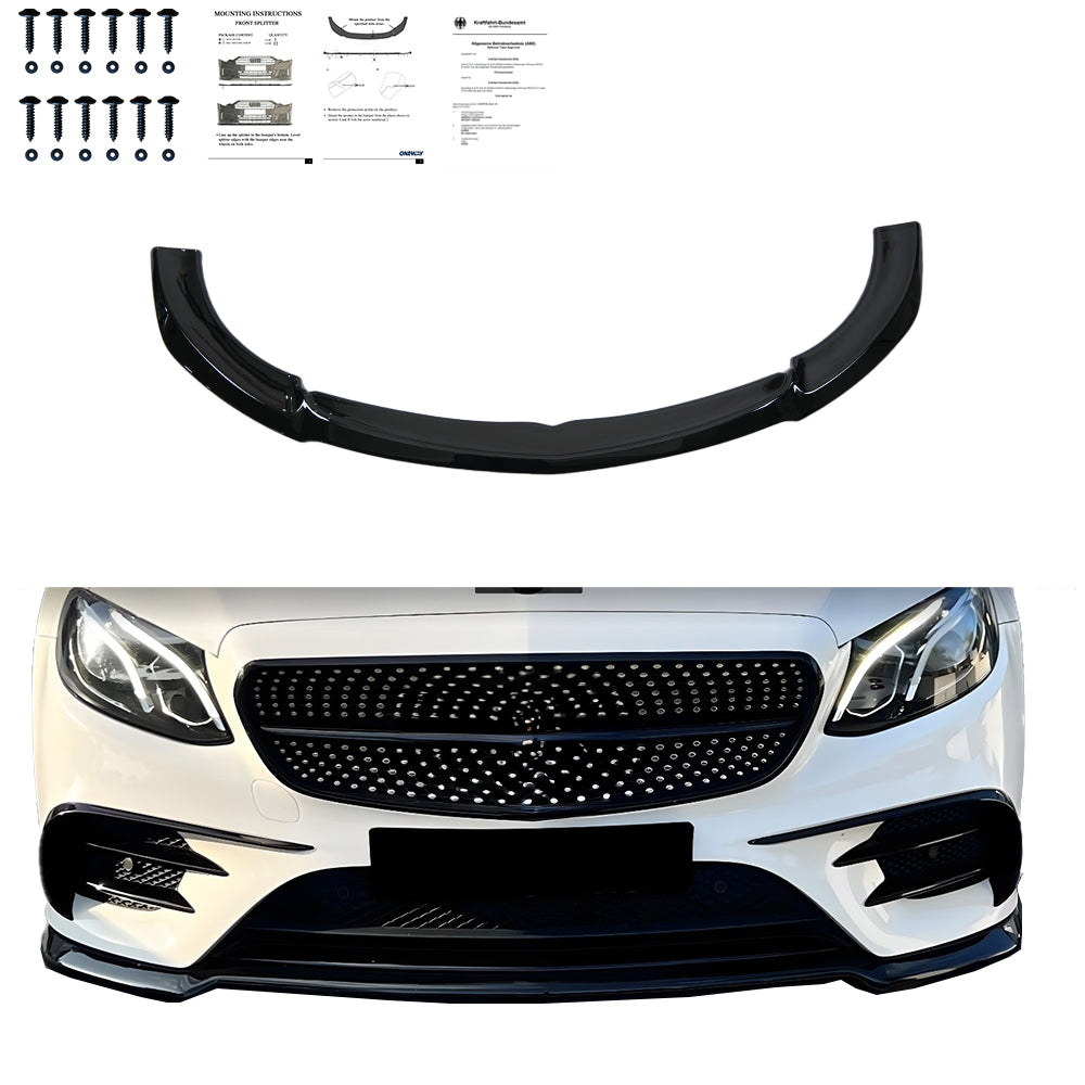 Frontsplitter passend für Mercedes E-Klasse E63 AMG Kombi/Limousine S213/W213 2017-2021 mit ABE TÜV Hochglanz Schwarz