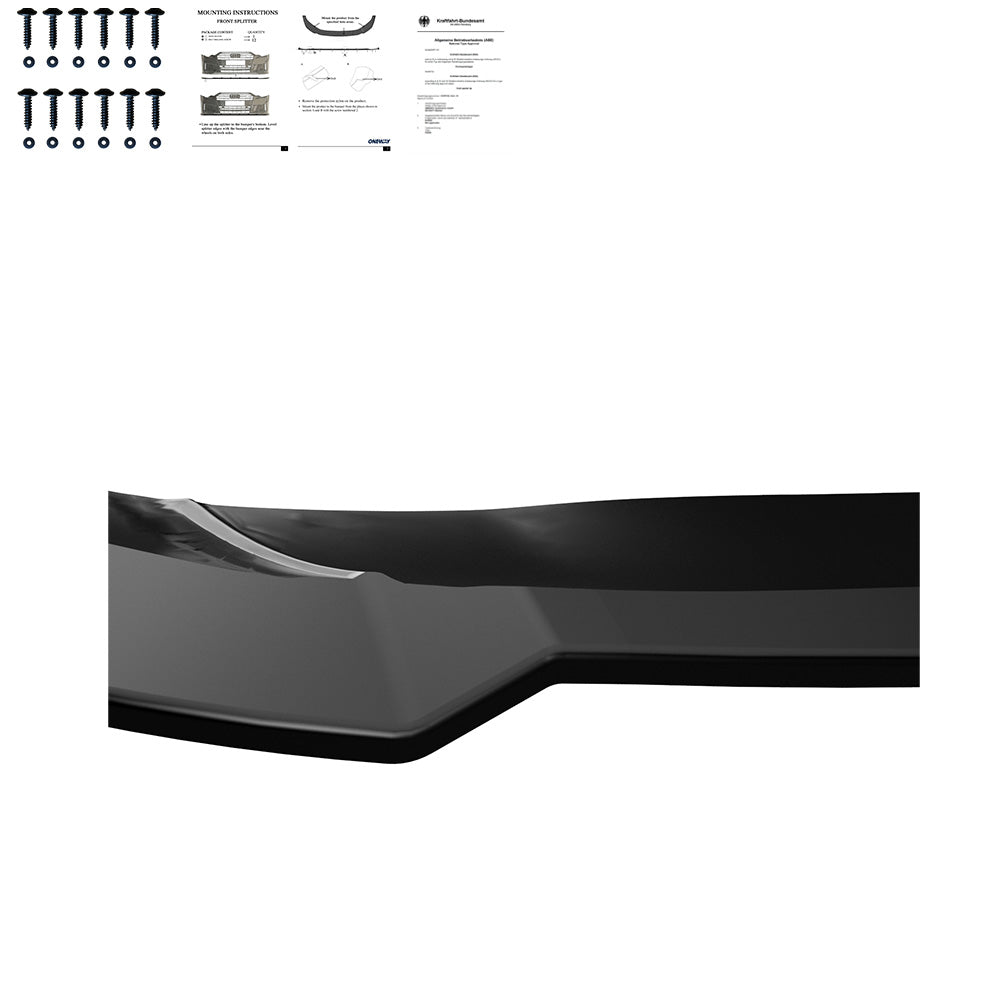 FS01.119 - Frontsplitter passend für MERCEDES A-Klasse AMG-Line W176 Facelift 2015-2018 mit ABE TÜV Hochglanz Schwarz
