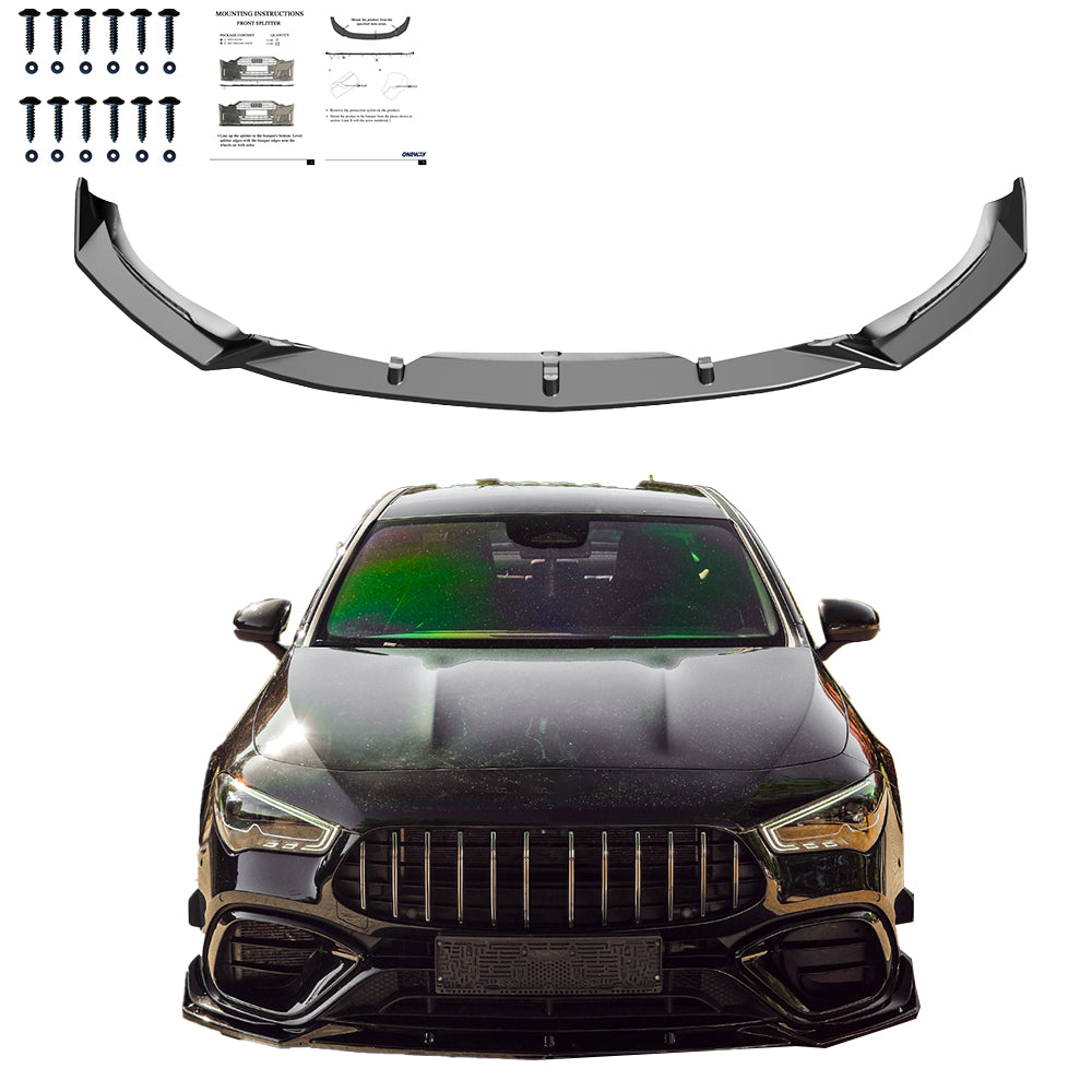 FS01.202 - Frontsplitter passend für Mercedes CLA45 S Aero Pack C118 2019-2023 Hochglanz Schwarz